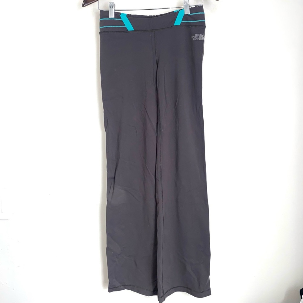 NORTH FACE Womens Small Gray Teal Full Length Boot Cut Casual Leggings Pants HH2